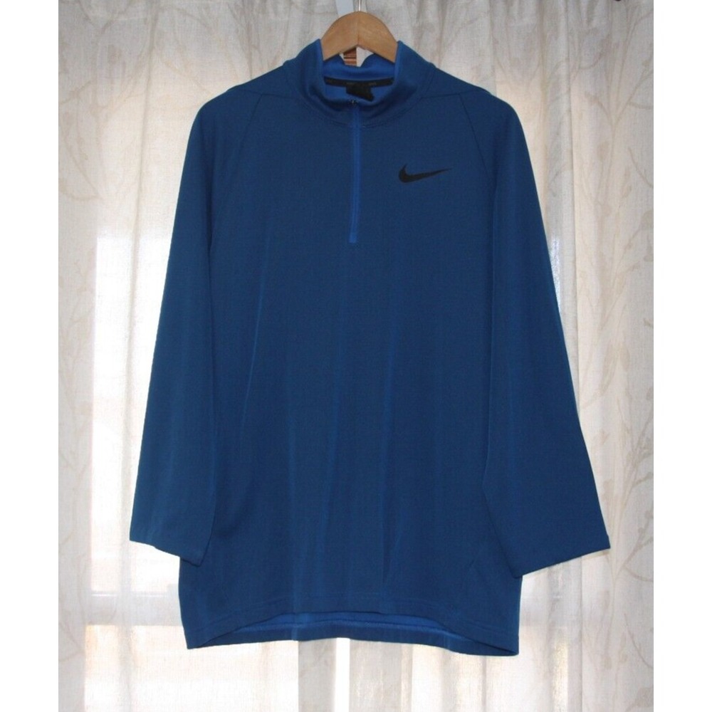 Nike Jacket Mens Size‎ L Therma Training  1/4 Zip Pullover Dri-Fit Royal Blue